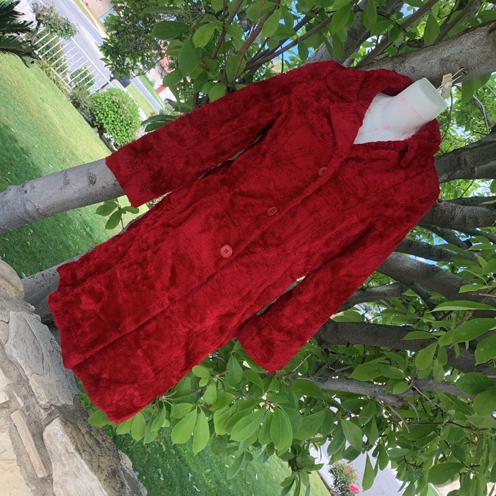 Sale! Faux fur red coat